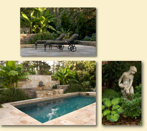 photographs of outdoor living spaces designed by Tom Hunter